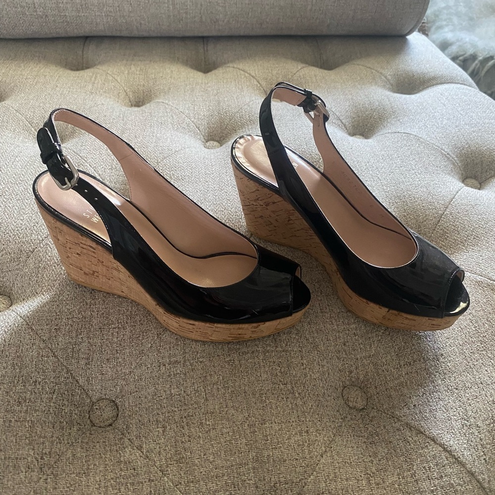 Stuart Weitzman patent leather cork wedges size 6